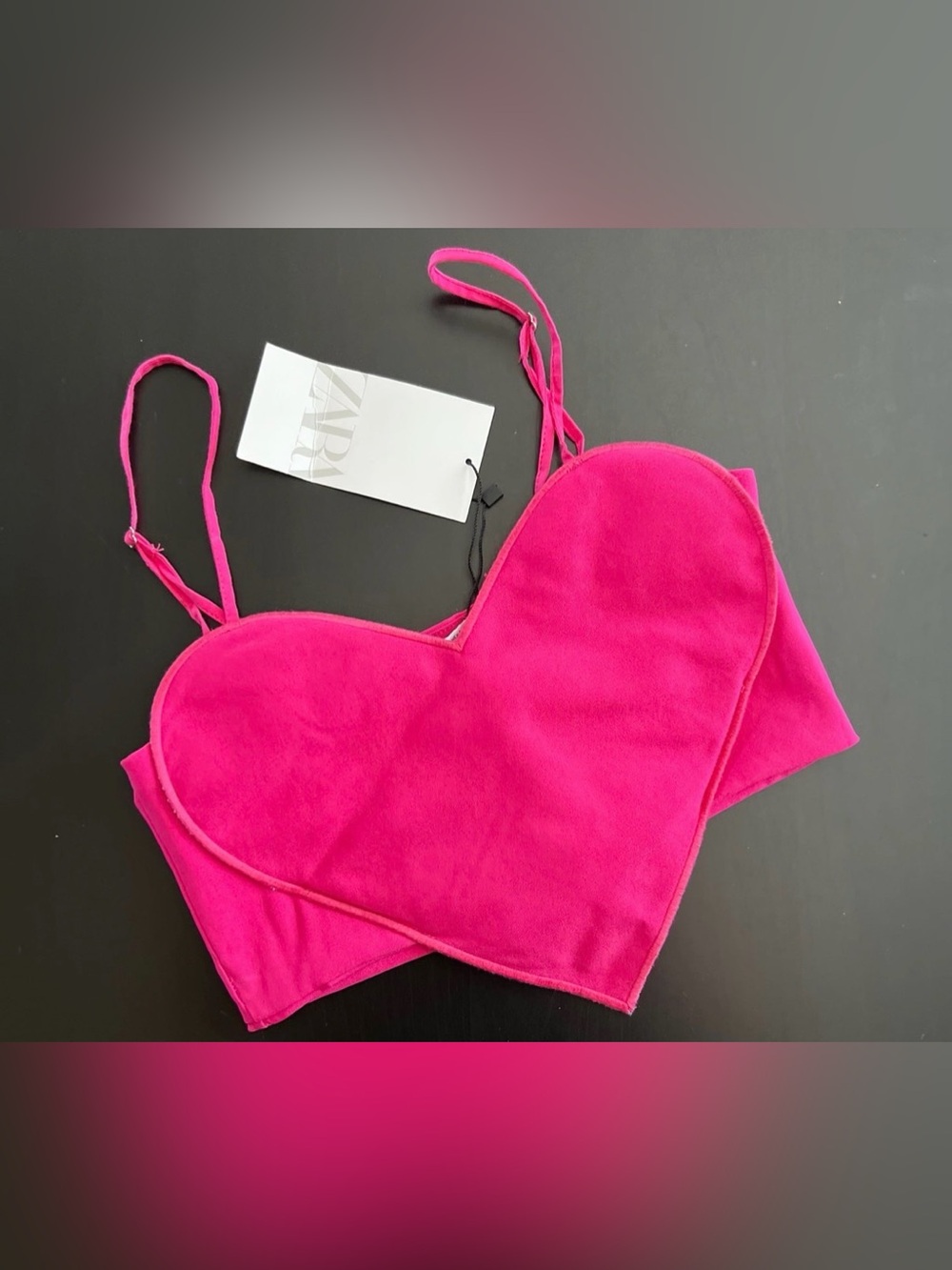 Women’s Heart-Shaped Hot Pink Crop Camisole